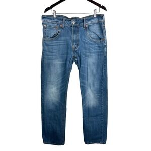 Levis 504 Regular Straight Fit Mid Rise Jeans 36x34 Medium Wash Blue Denim